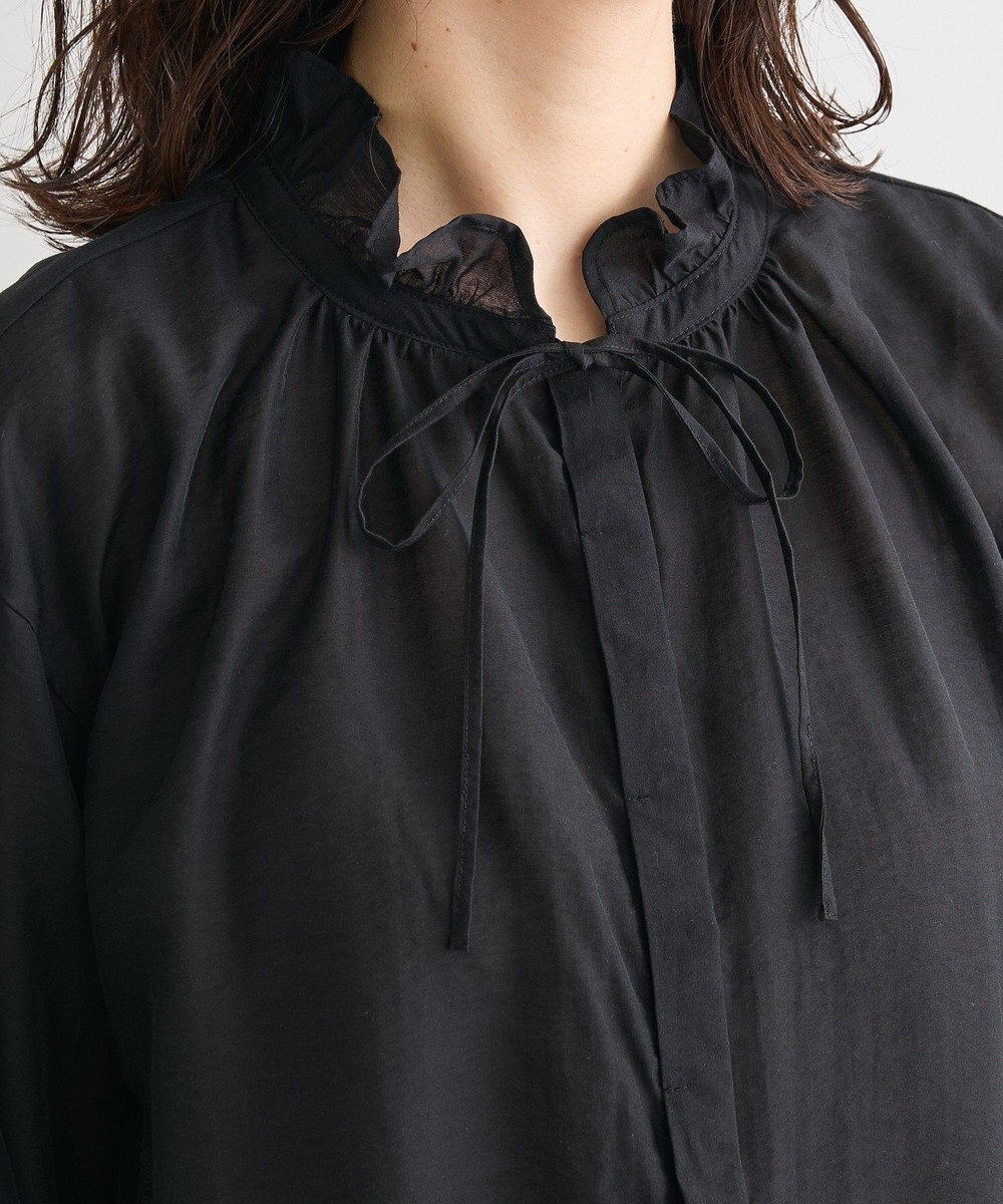 Green Parks フリルカラーリボンブラウス 