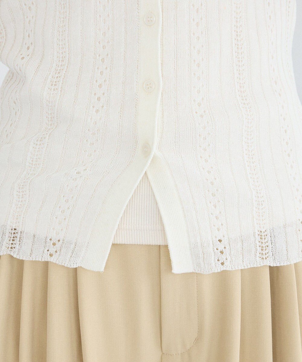 CRAFT STANDARD BOUTIQUE レースニット衿付き半袖カーディガン 