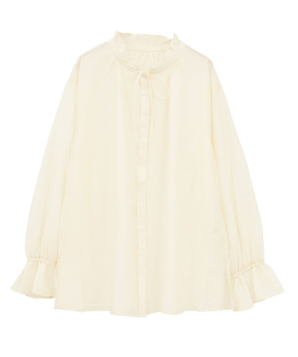 Green Parks フリルカラーリボンブラウス 