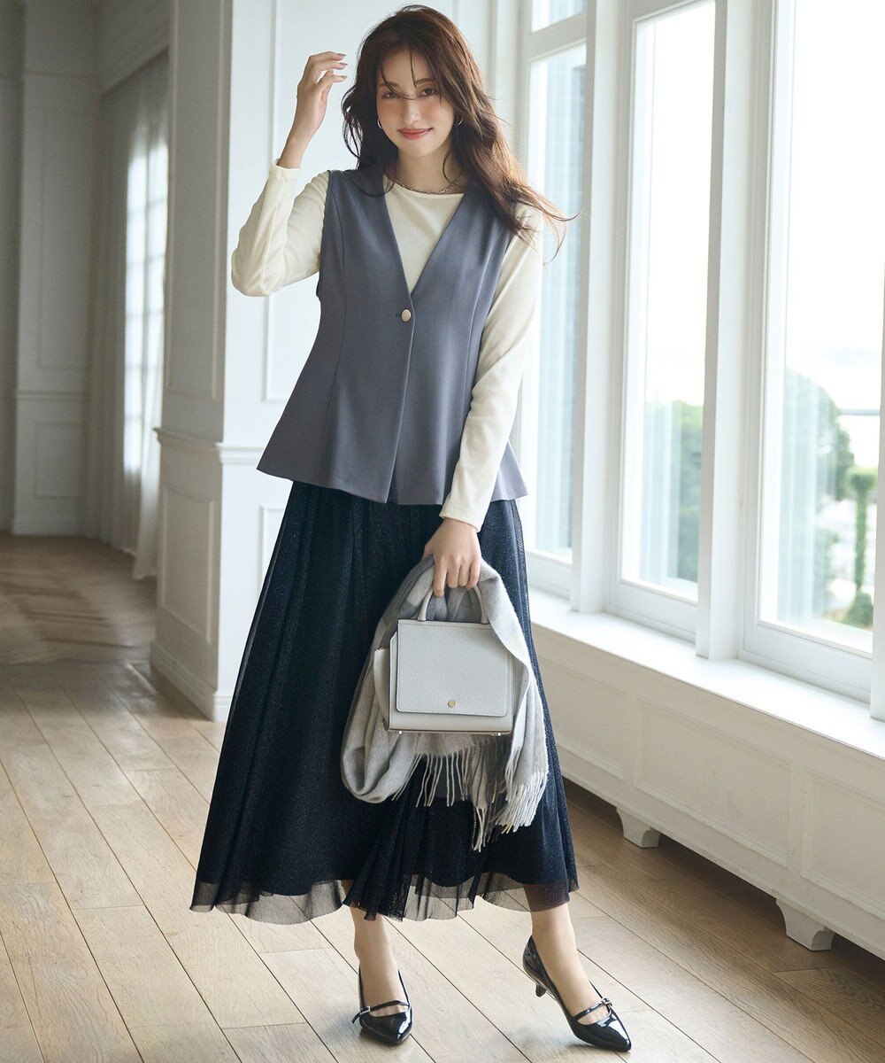 ANY SIS S 【洗える】チュールベロア プルオーバー 