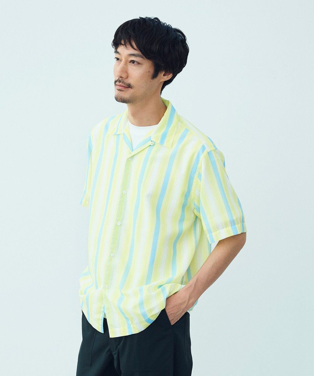 UNFILO MENS シアーメッシュプリント オープンカラーシャツ【ギフトにもおすすめ】 