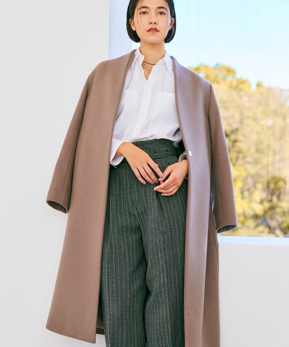 BEIGE， 【S-size】PASSY / ノーカラーロングコート 