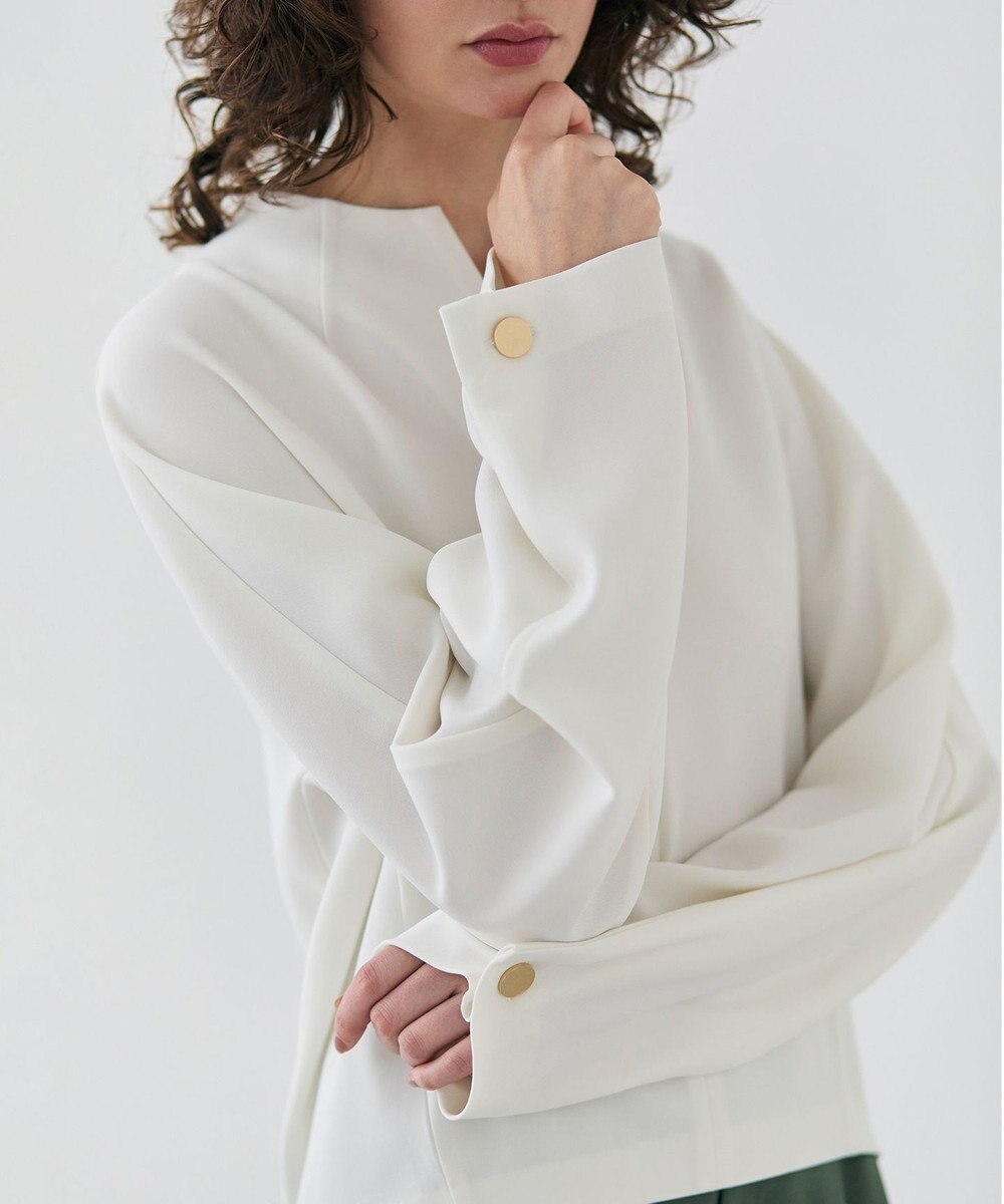 BEIGE， 【洗える】RUE / スリットネックフォルムブラウス 