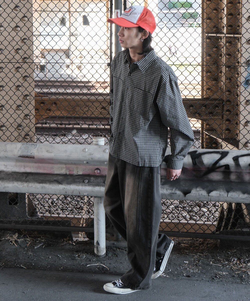 WEGO ミニマムチェックショートシャツ（LS） 