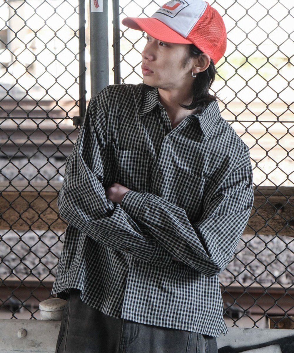 WEGO ミニマムチェックショートシャツ（LS） 