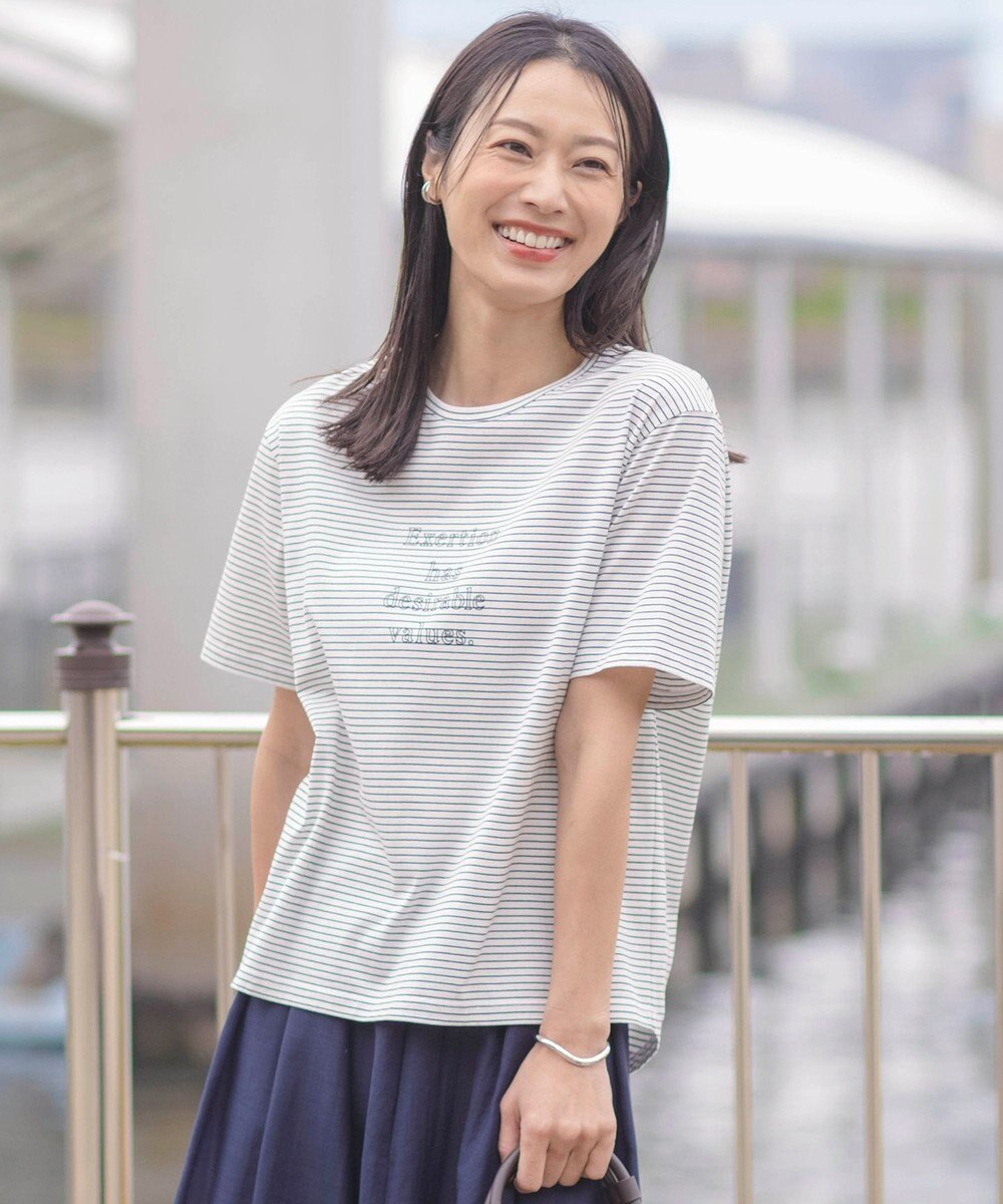 J.PRESS LADIES ロゴTシャツ ブラック系1