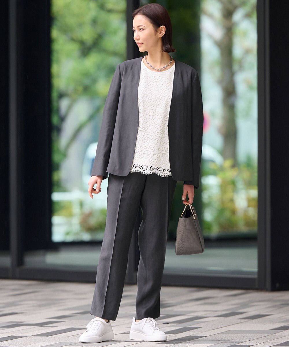 自由区 L 【洗える】レースコンビ Tシャツ 