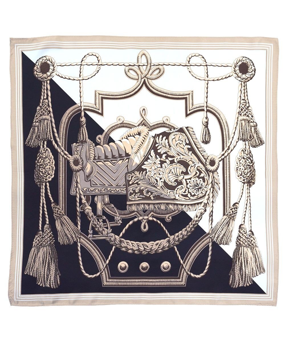 Marca ＜春の新作！＞【伝統横濱スカーフ】ビッグタッセル&鞍（FET-056） 小判 シルクツイル スカーフ 