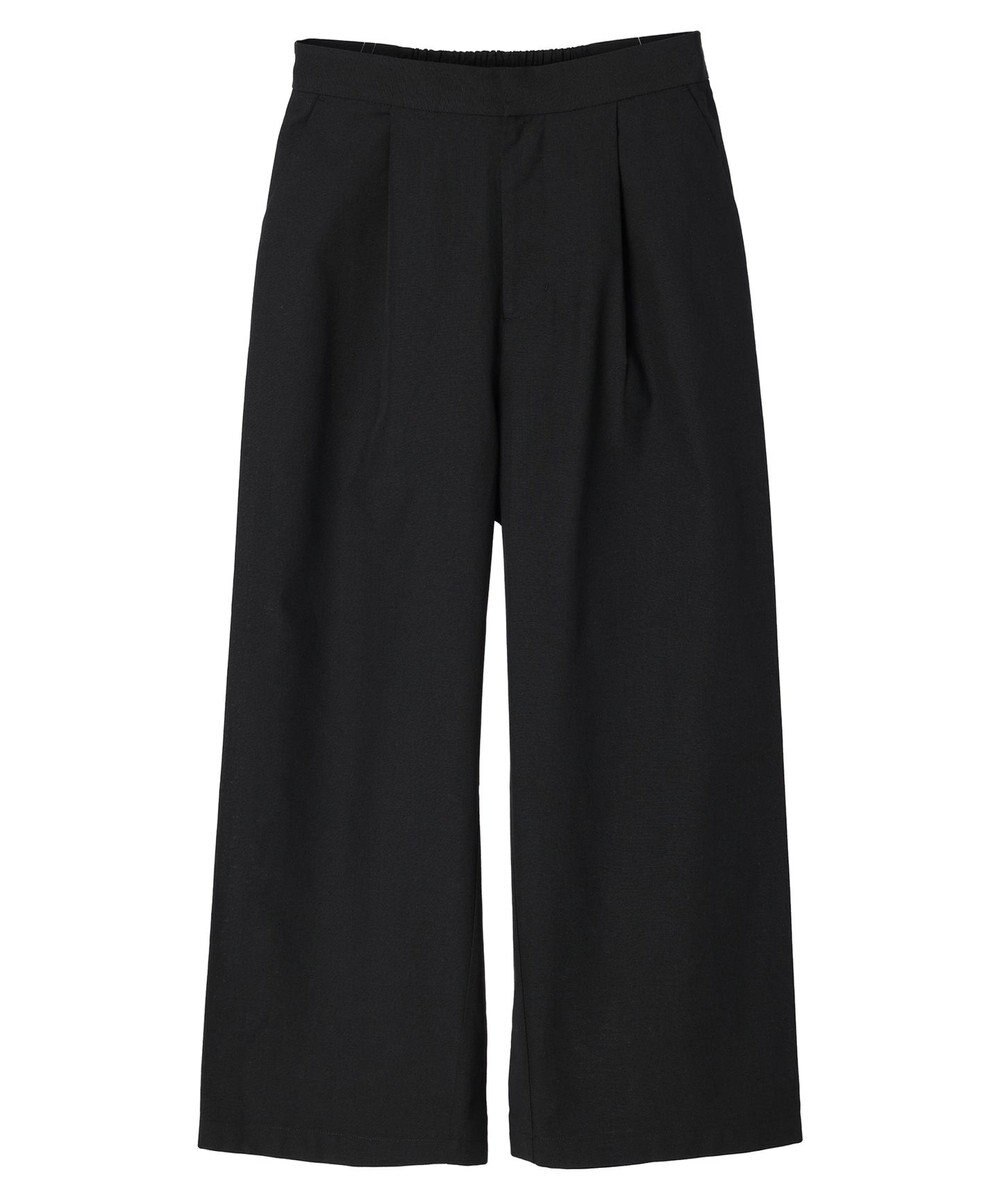 Green Parks 綿麻混タックストレートワイドパンツ 