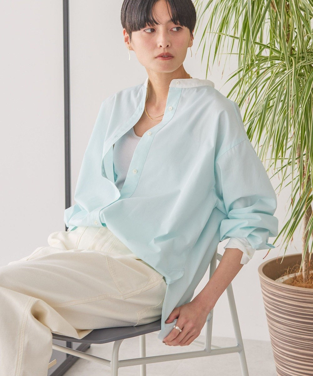 AMERICAN HOLIC イージーケアバンドカラーロングシャツ 