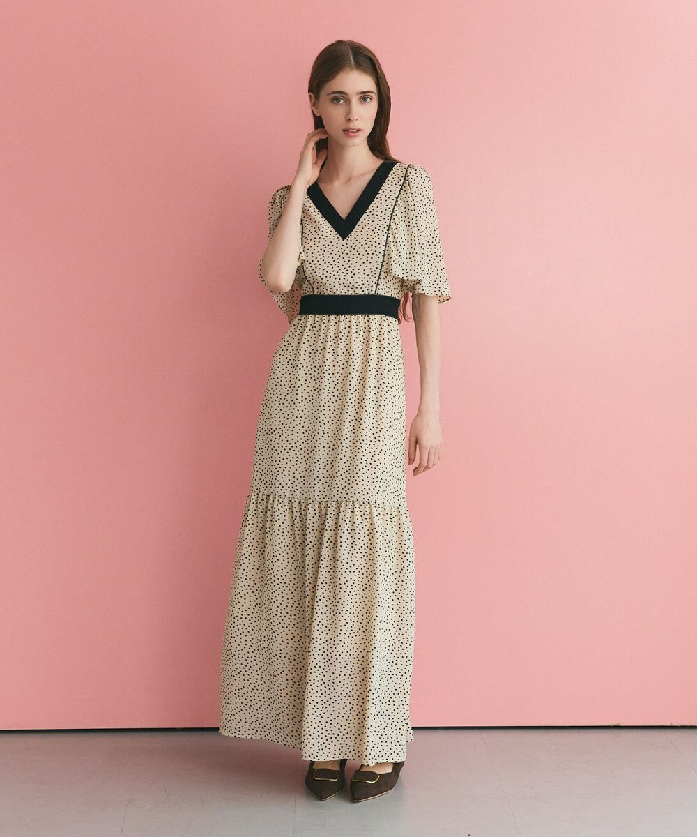 GRACE CONTINENTAL ドットフレアスリーブマキシ 