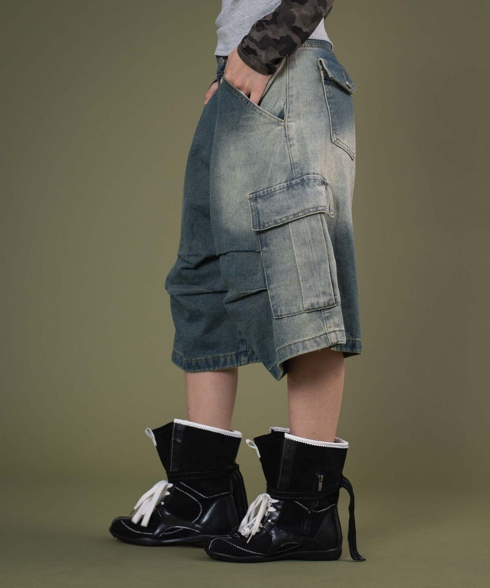 WEGO フラップポケットニータックカーゴハーフパンツ 