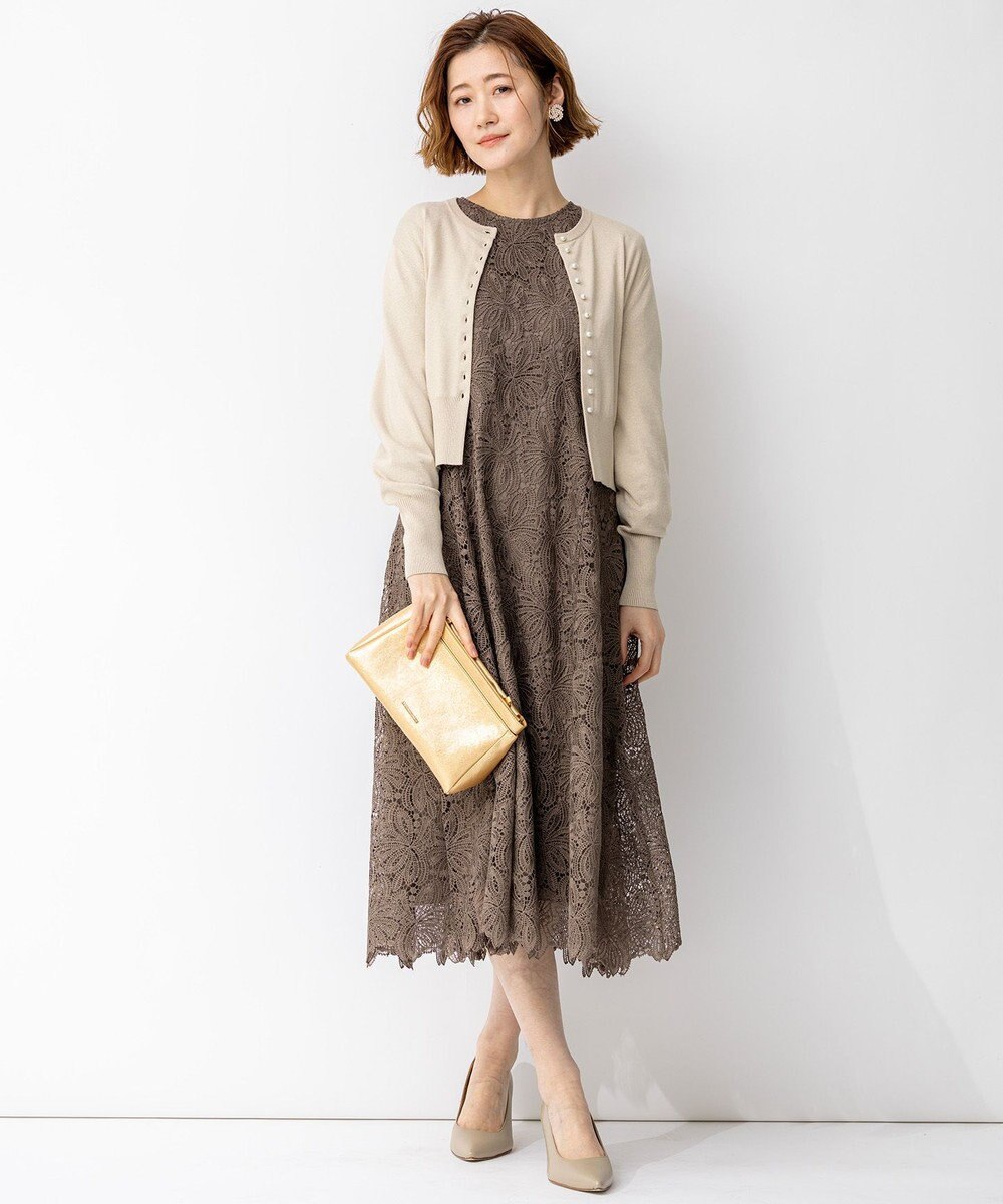 23区 【APPLAUDIR】Brocheリボンブーケレース ドレス 