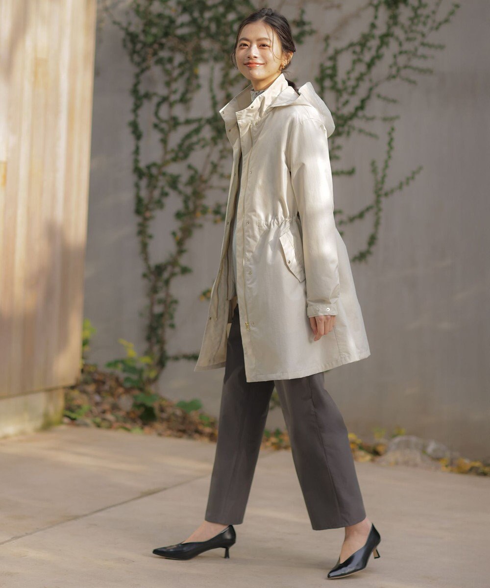 J.PRESS LADIES L 【2way・ライナー付き】スパンライクナイロンタッサー フーデッド コート 