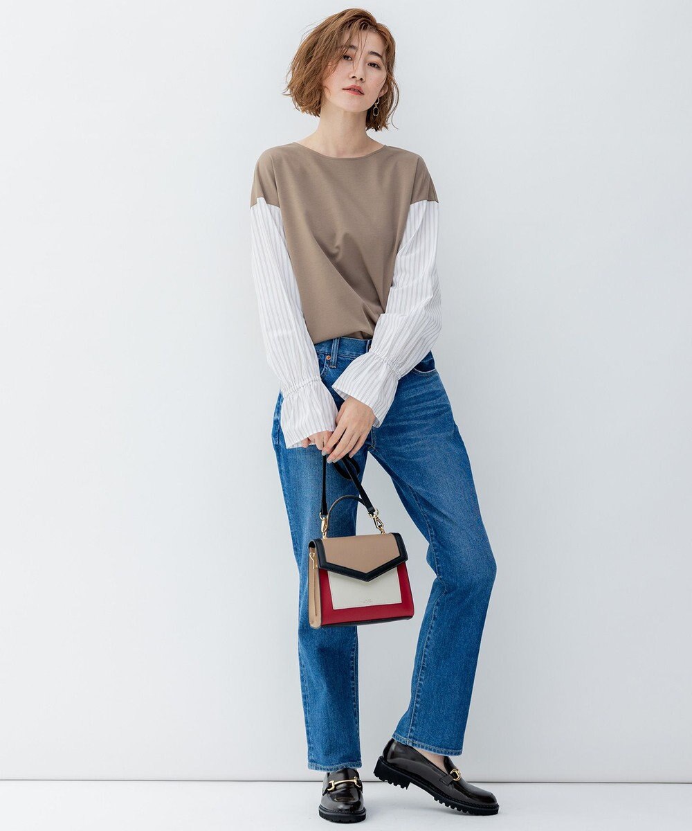 23区 L 【洗える】コンビネーション キャンディースリーブ カットソー 