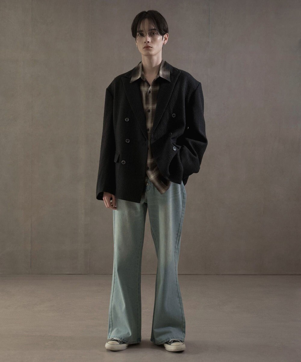 WEGO ボタンフライローライズフレアデニム 