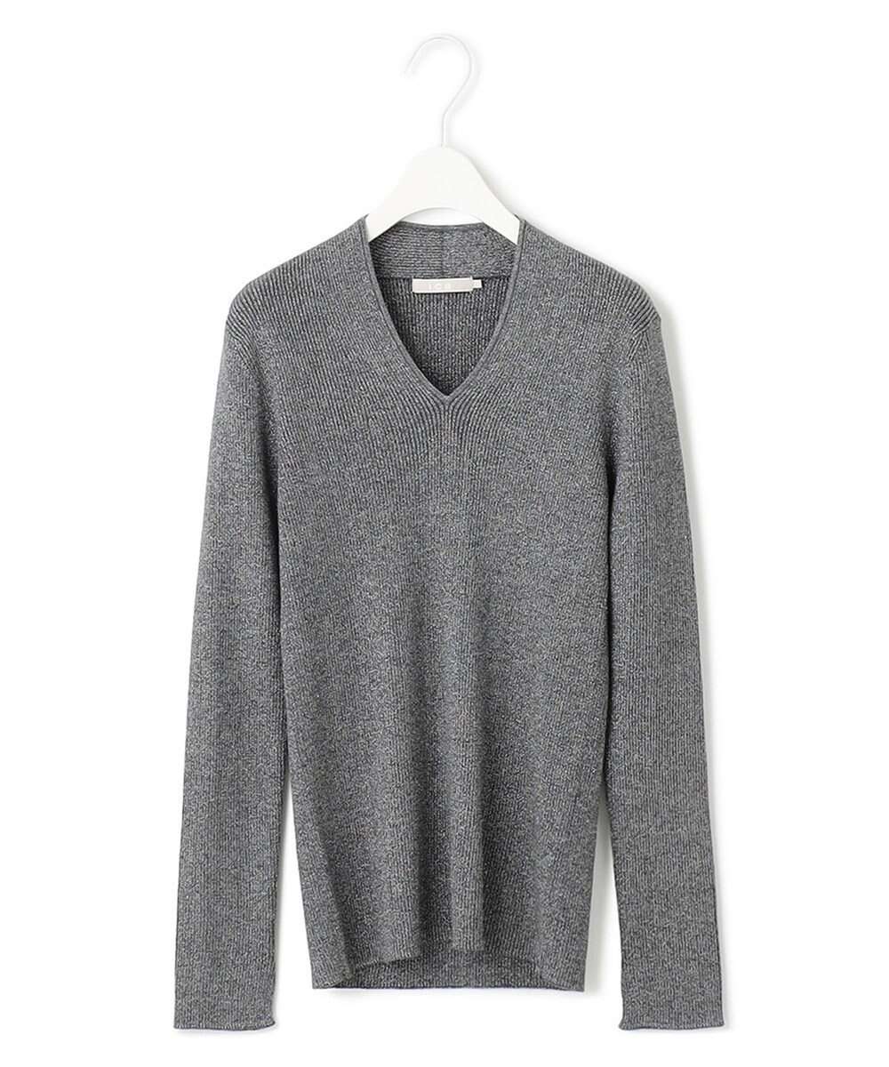 ICB 【洗える】エクストラファインメリノリブ Vネックニット 