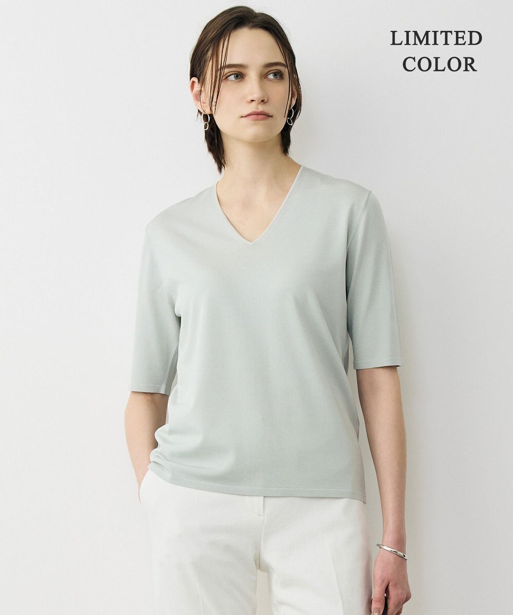 ICB L 【先行予約・WEB限定カラーあり】 シンセティックハイゲージ 半袖Vネックニット 