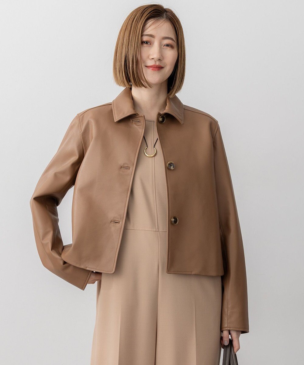 23区 L ラムレザー ステンカラー ジャケット 