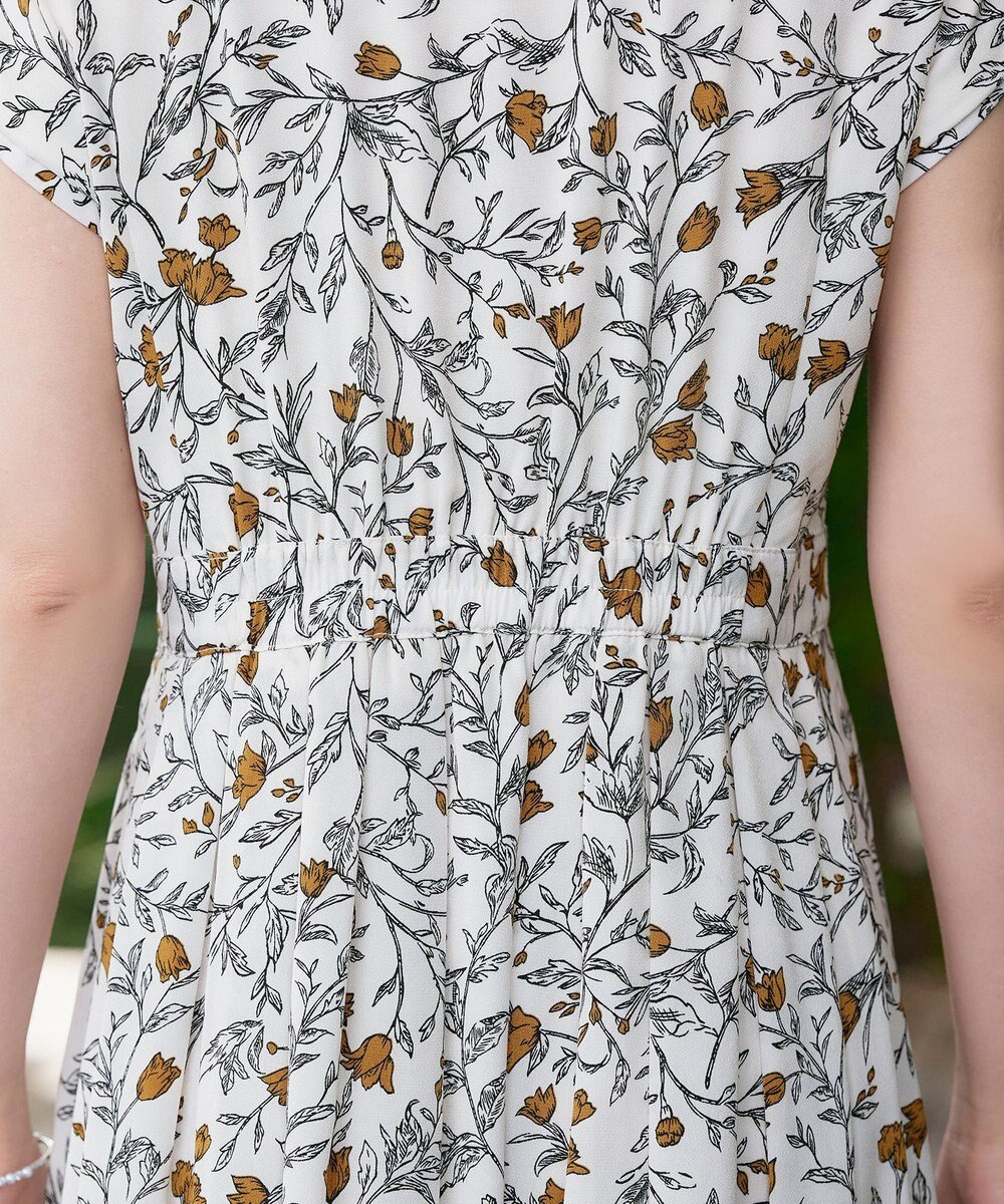 Tiaclasse L 【洗える】リーフフラワー柄ワンピース 
