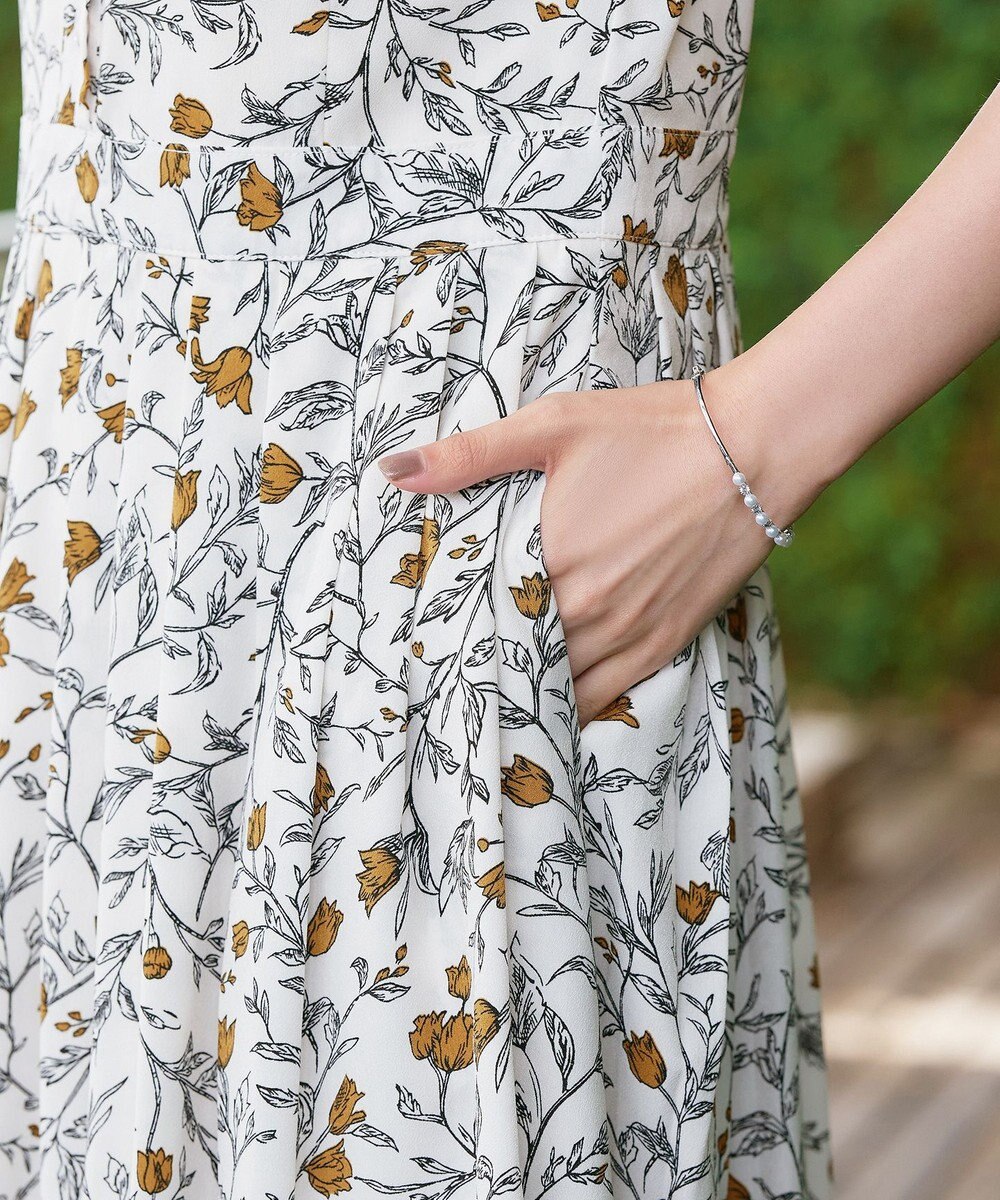 Tiaclasse L 【洗える】リーフフラワー柄ワンピース 