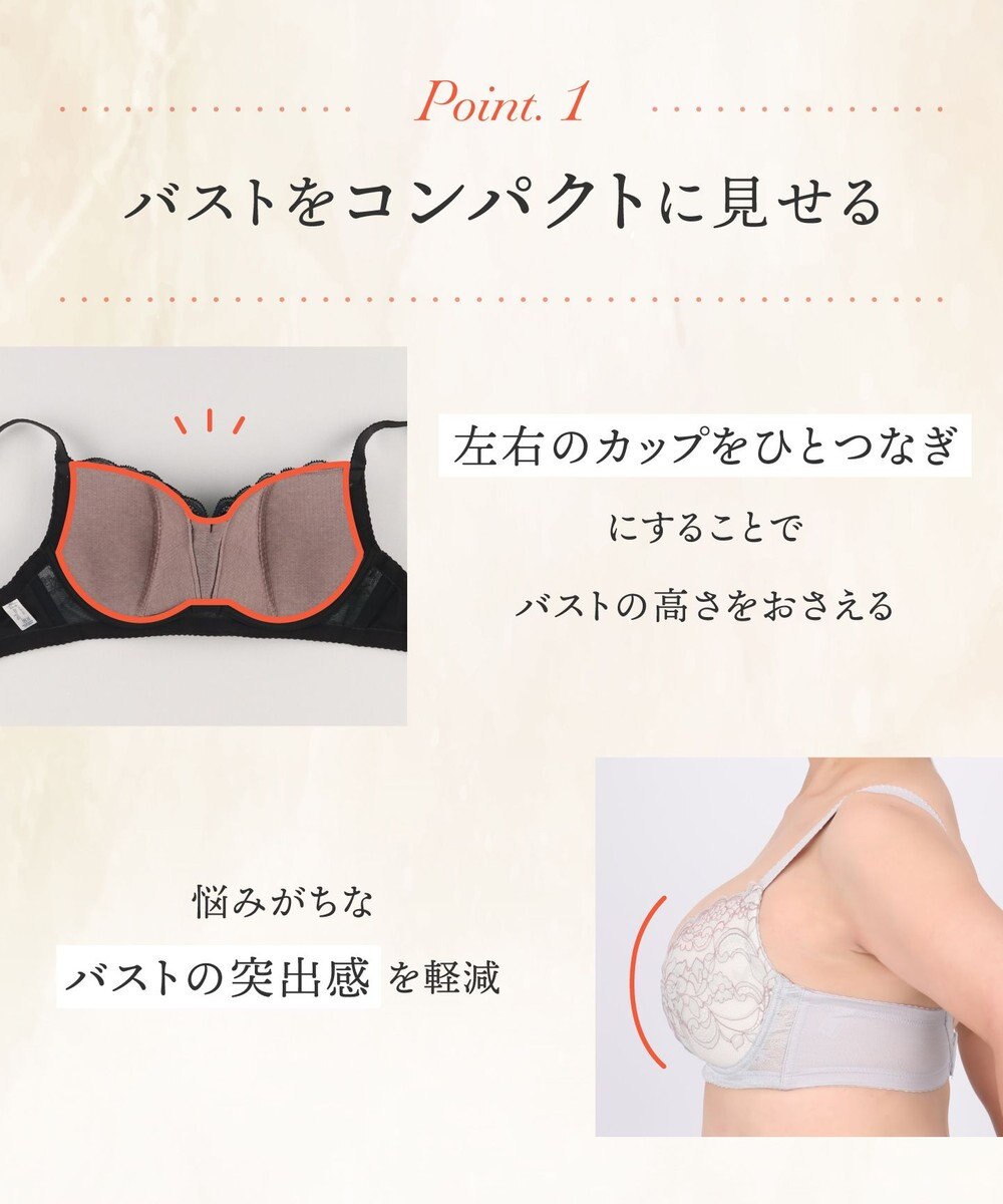 Wing ブラジャー コンパクトにバストメイク 高さをおさえる 【小さく見せるブラ】 Gカップまで対応 大きいサイズ ブラ KB6100 ウイング／ワコール 