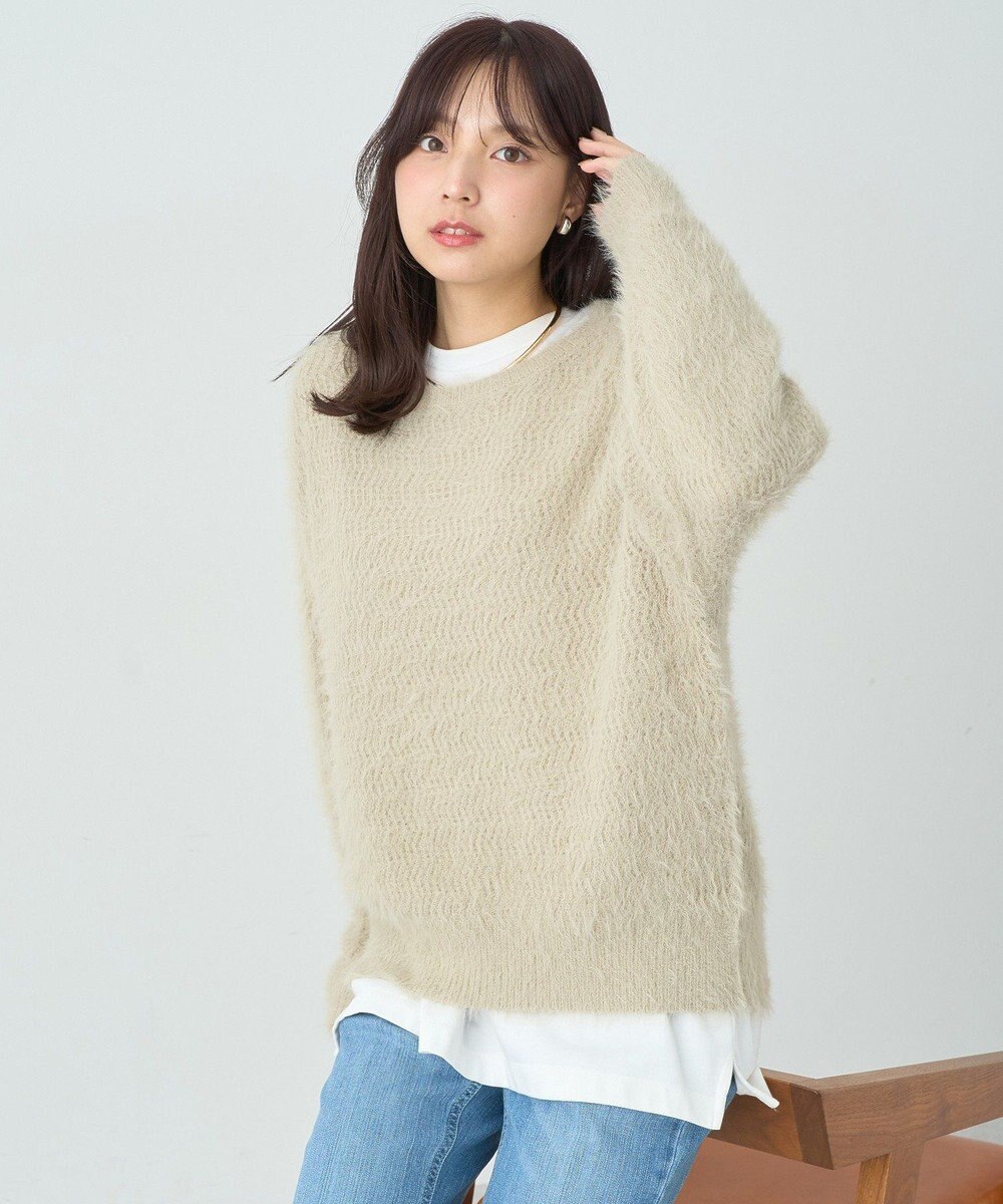 earth music&ecology モヘヤライクレースニット 