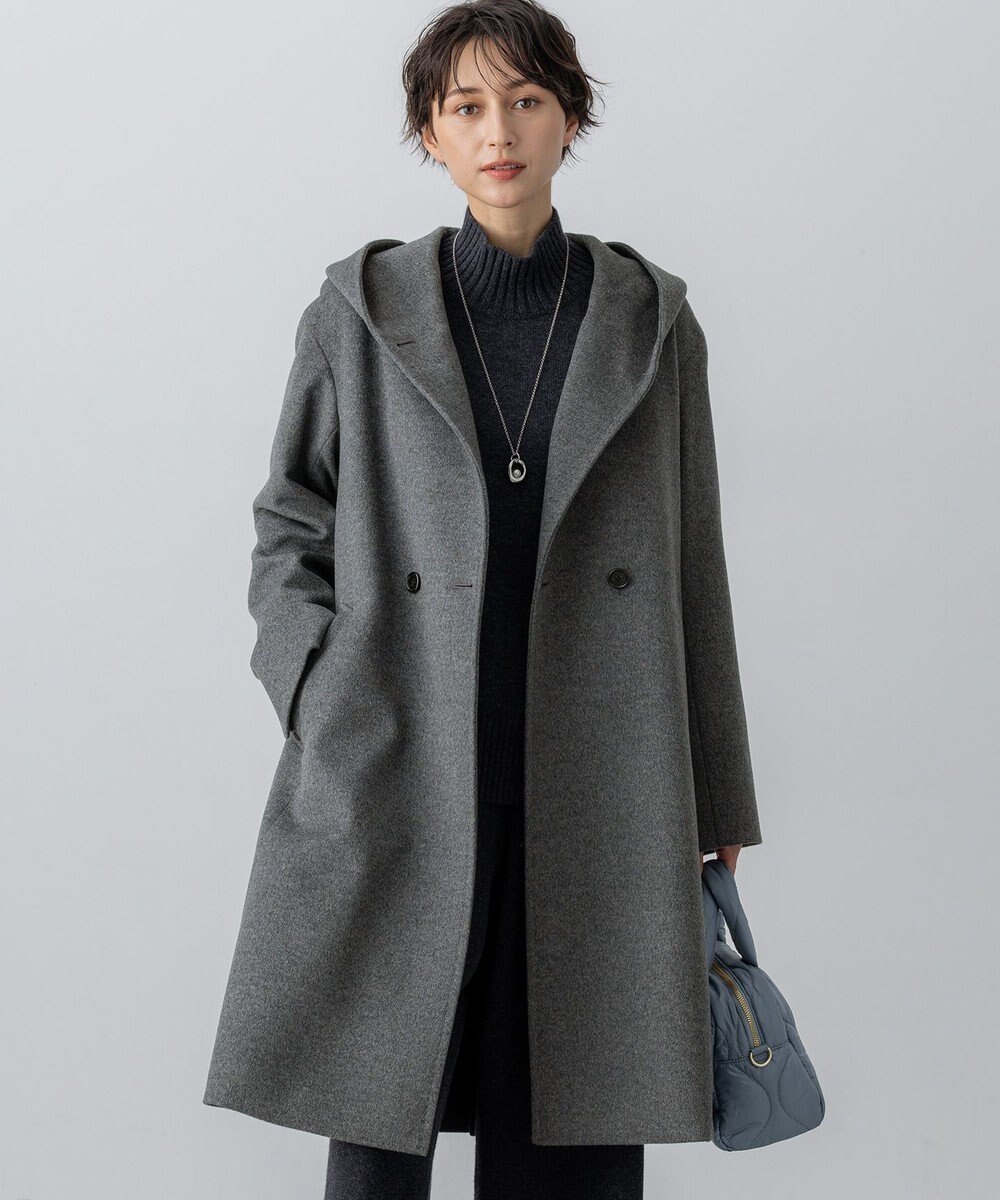 23区 ウールカシミヤビーバー フーデット コート 