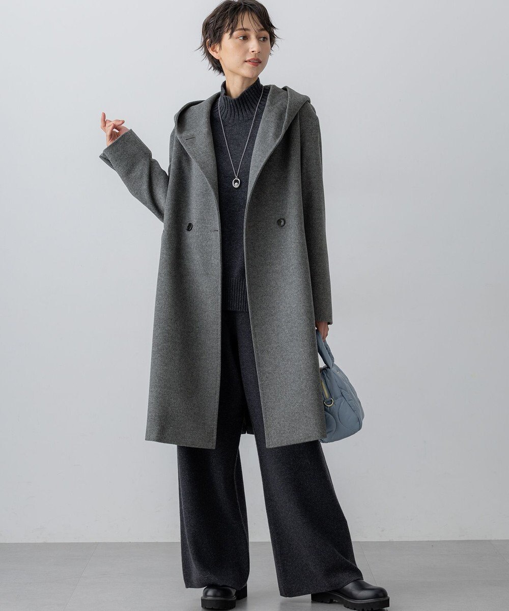 23区 ウールカシミヤビーバー フーデット コート 