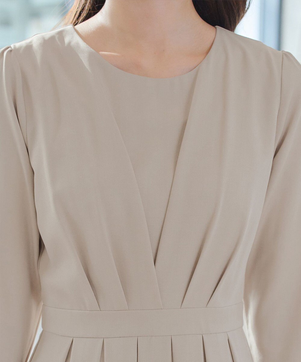 Tiaclasse 【おのののかさん着用】半袖&長袖選べる袖丈・タックフレアワンピース 