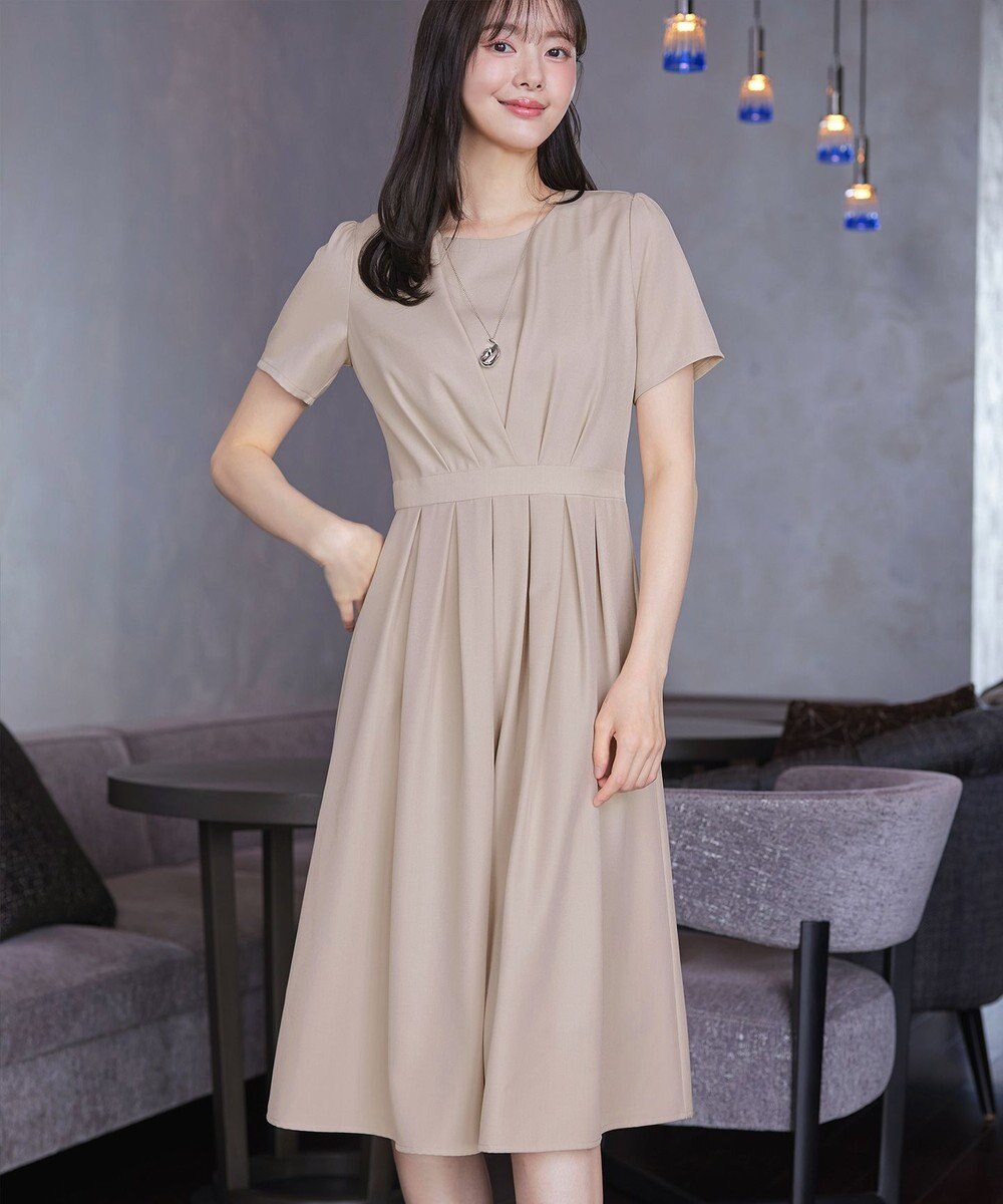 Tiaclasse 【おのののかさん着用】半袖&長袖選べる袖丈・タックフレアワンピース 