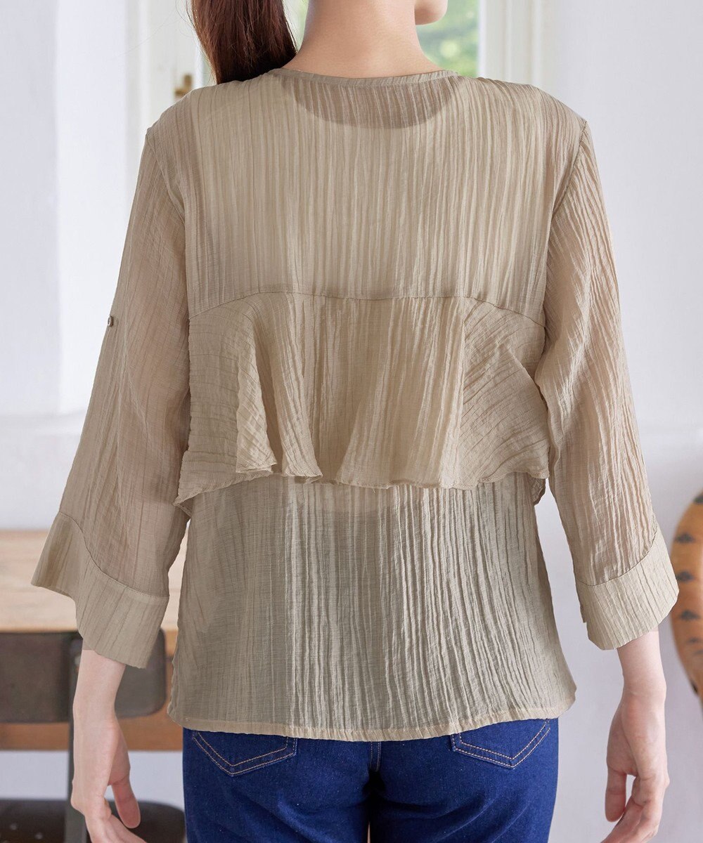 Tiaclasse 【洗える】楊柳バックフリルブルゾン 