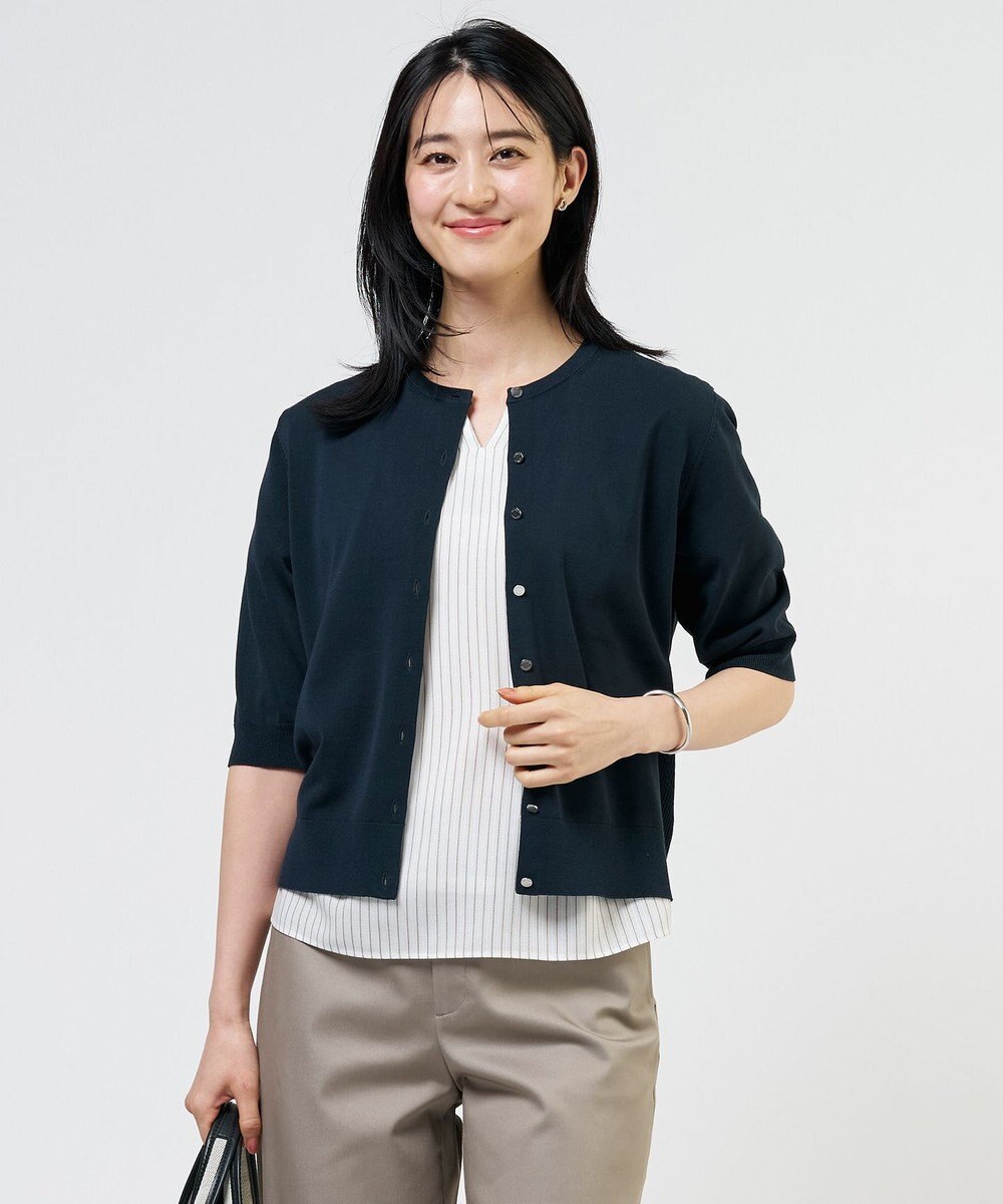 J.PRESS LADIES COTTON ACETATE DRY クルーネック カーディガン 
