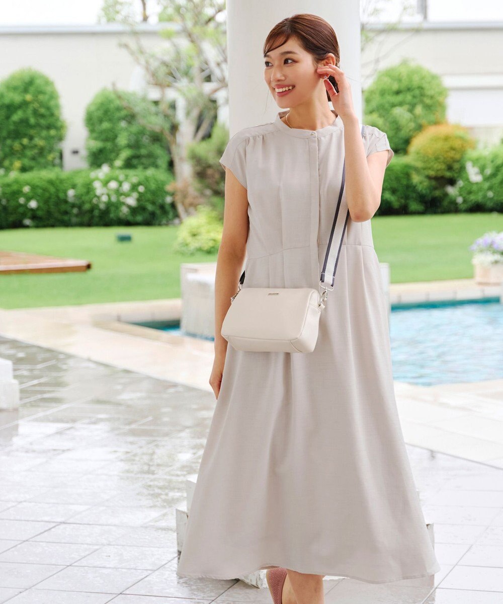Tiaclasse 【洗える】リネンライクフレンチスリーブワンピース 