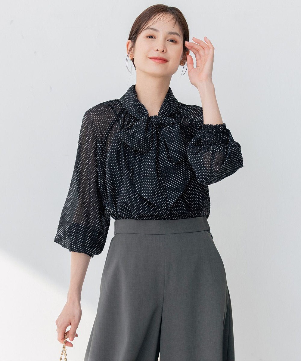 組曲 L 【前後着用可】サッカードビードットプリント ブラウス 