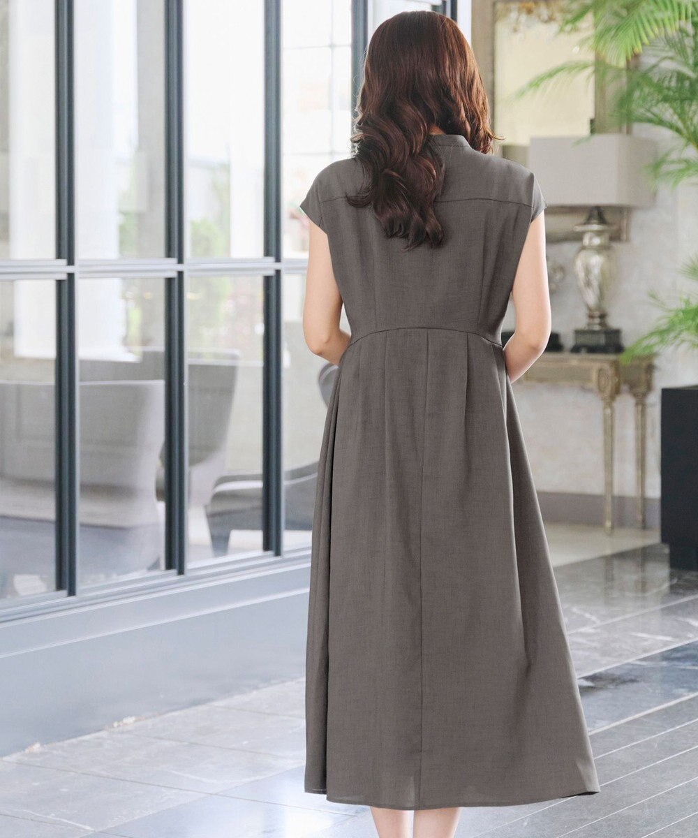 Tiaclasse 【洗える】リネンライクフレンチスリーブワンピース 