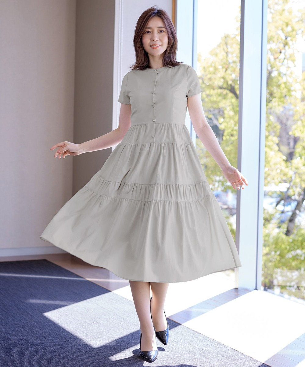 Tiaclasse 【洗える】 ティアードシャツワンピース 