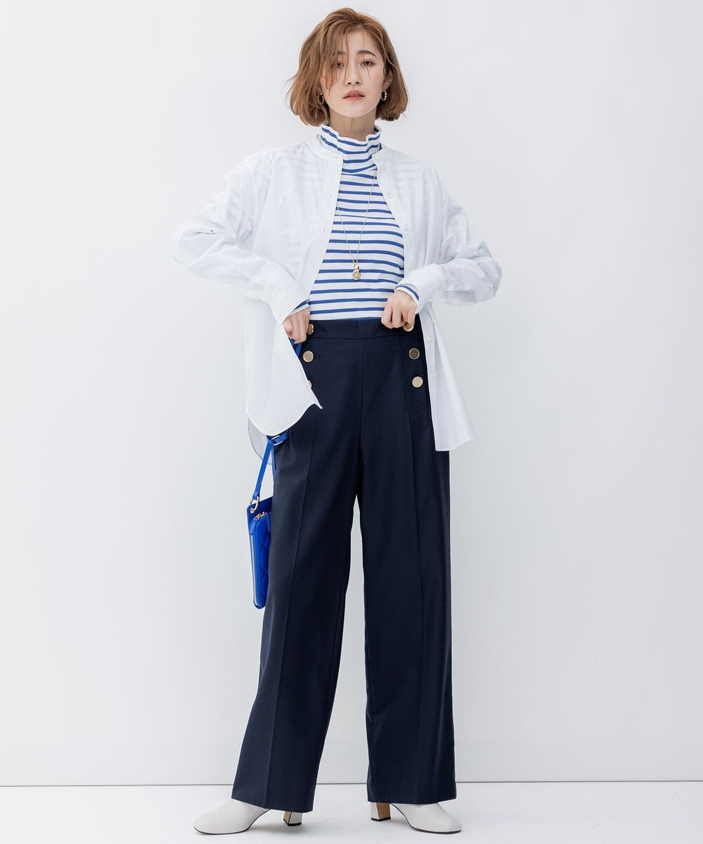 23区 L 【洗える】CANCLINI バンドカラー シャツ 