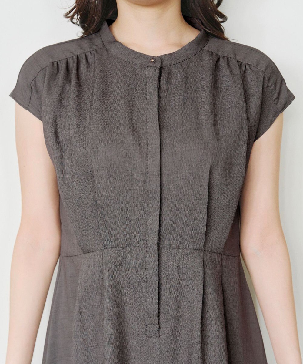 Tiaclasse 【洗える】リネンライクフレンチスリーブワンピース 