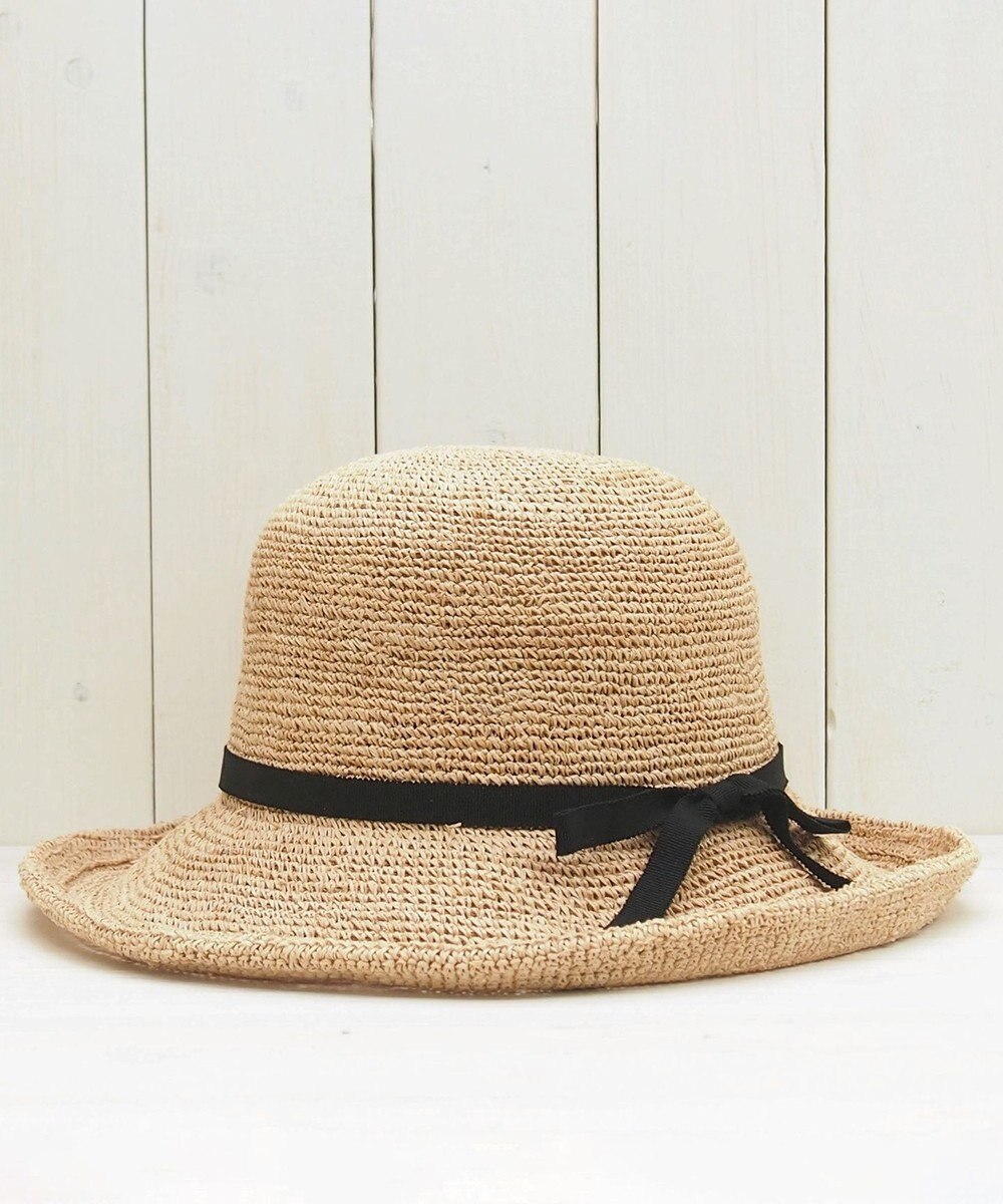 石田製帽  ラフィア糸入りかぎ編み ソフトハットセーラ 
