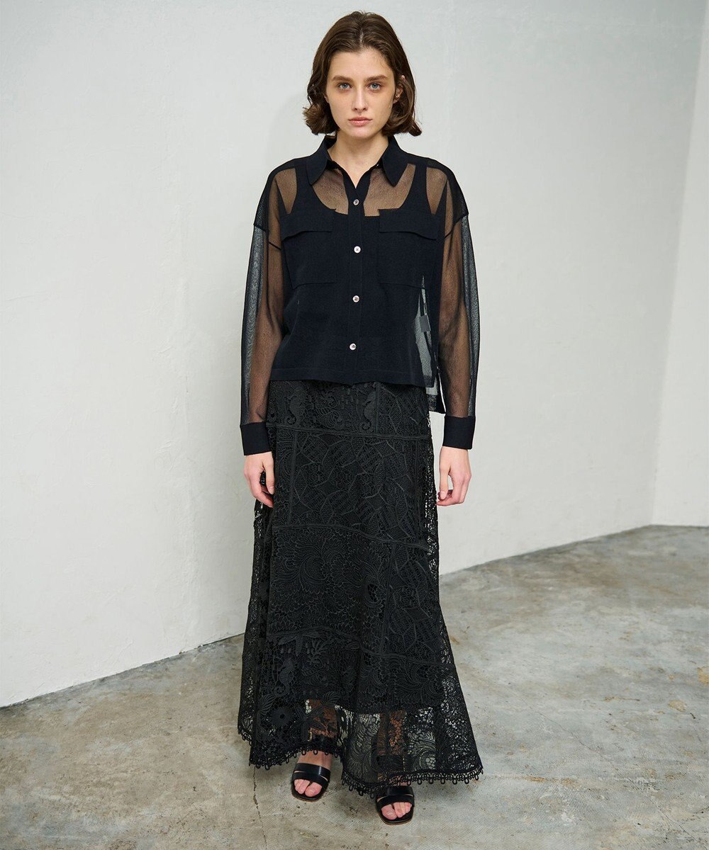 GRACE CONTINENTAL ケミカルレースパッチワークスカート 