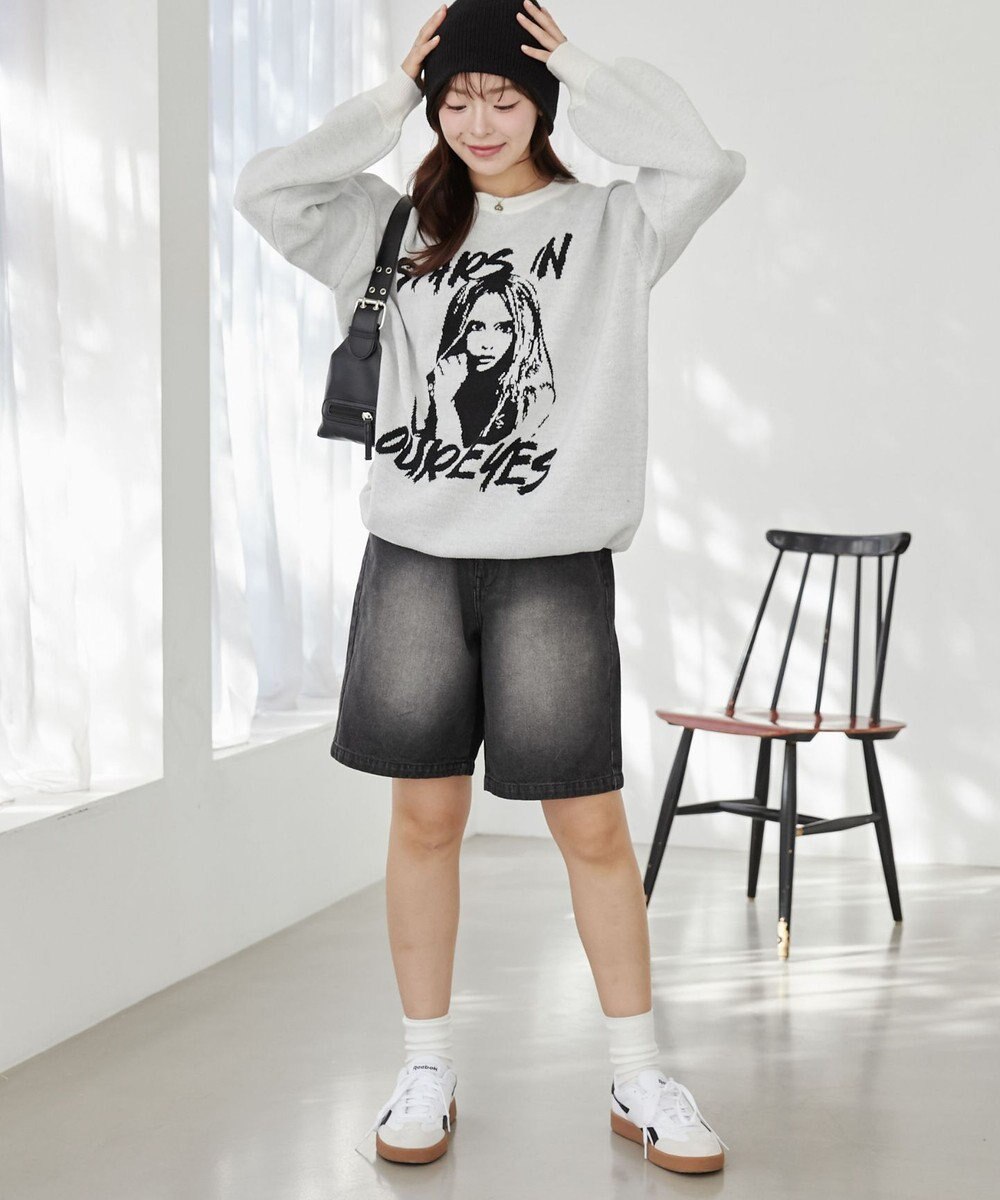 WEGO グラフィックBIGニットプルオーバー 