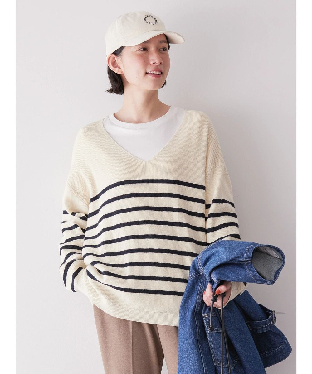 AMERICAN HOLIC Ｖネック片畦ニットプルオーバー 