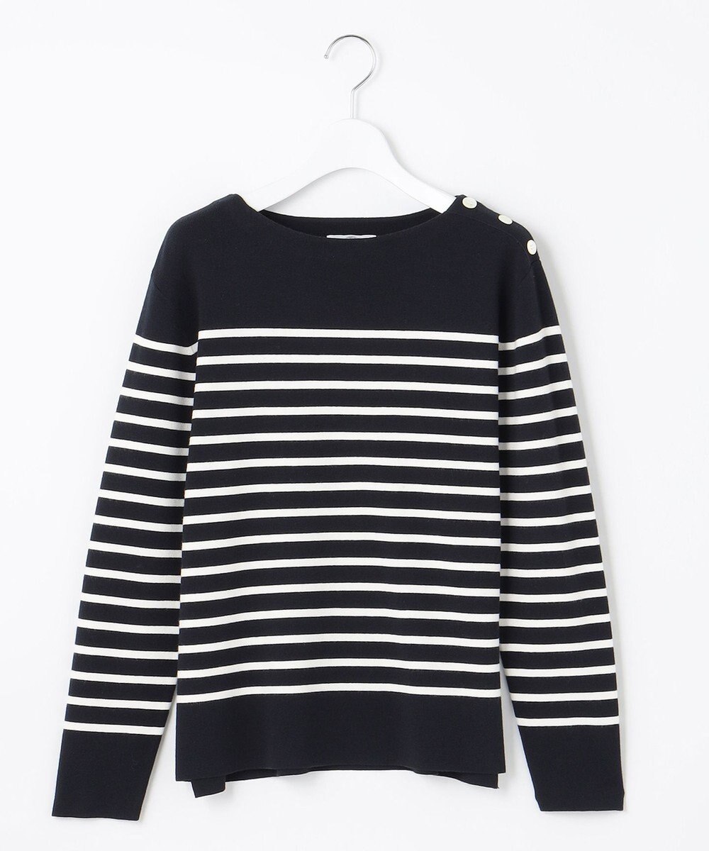 J.PRESS LADIES 【洗える】KATE パネルボーダー ボートネック ニット 