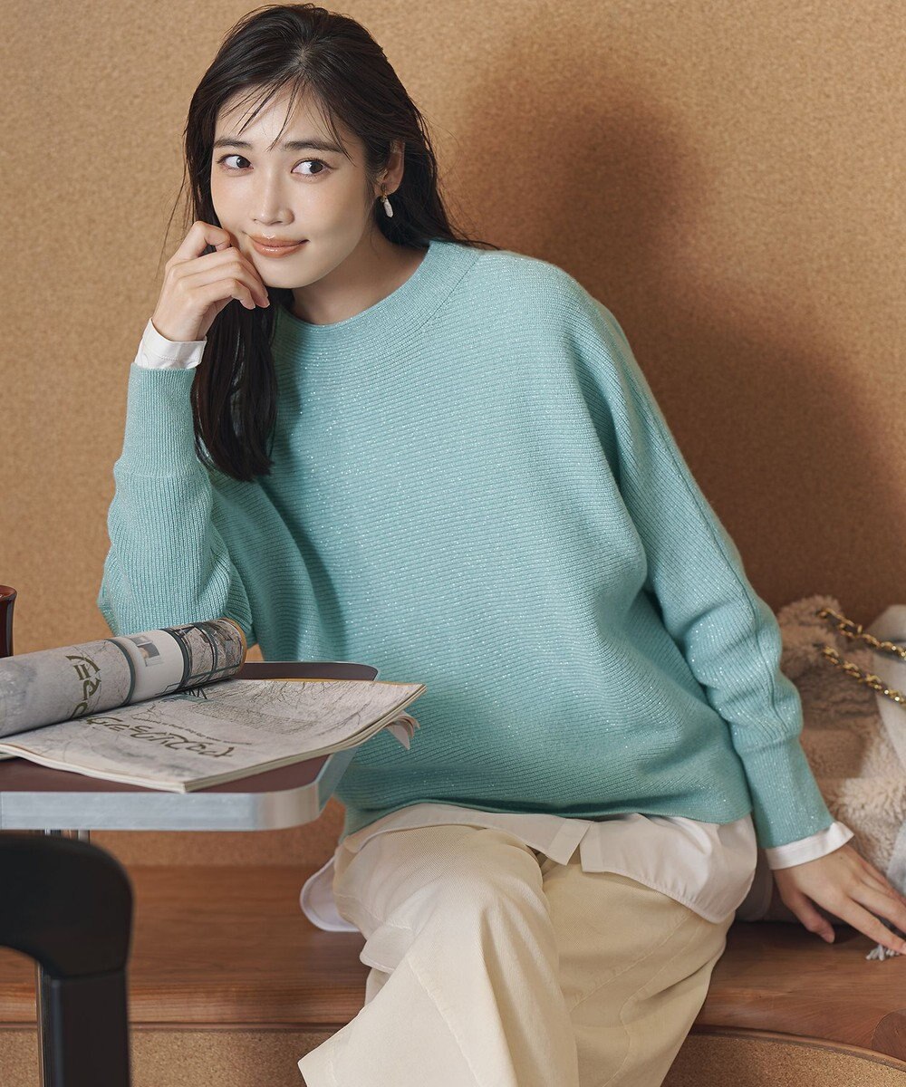 23区 【洗える】ウールカシミヤラメ ドルマンスリーブ ニット 