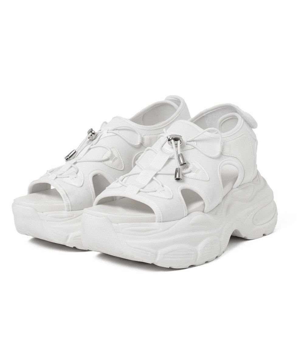 WEGO 【SMLXLサイズ展開】クリアライトソールレースアップサンダル 