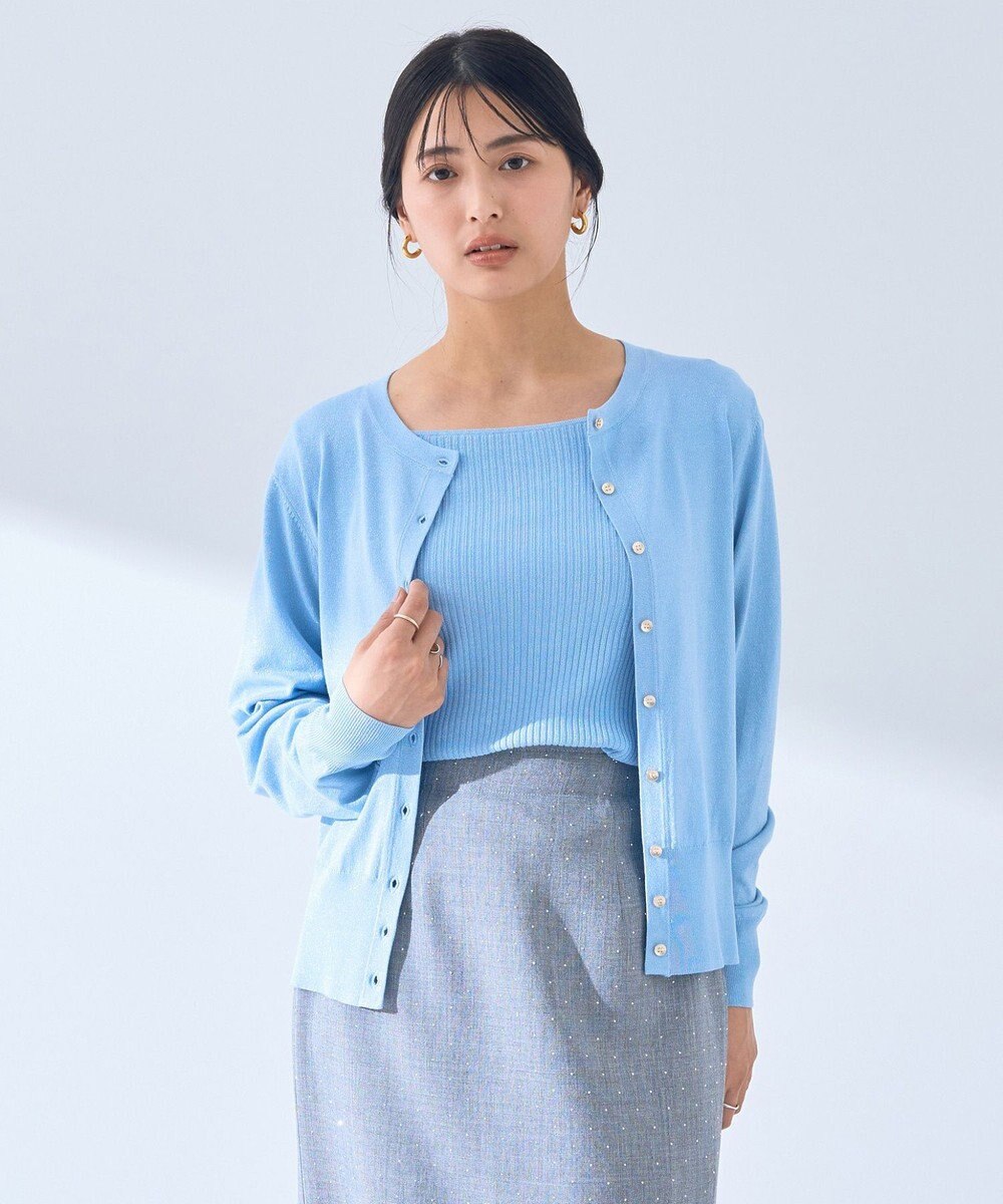 YECCA VECCA ラメ混クルーネックカーディガン 