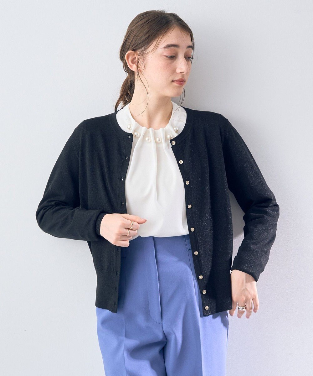 YECCA VECCA ラメ混クルーネックカーディガン 