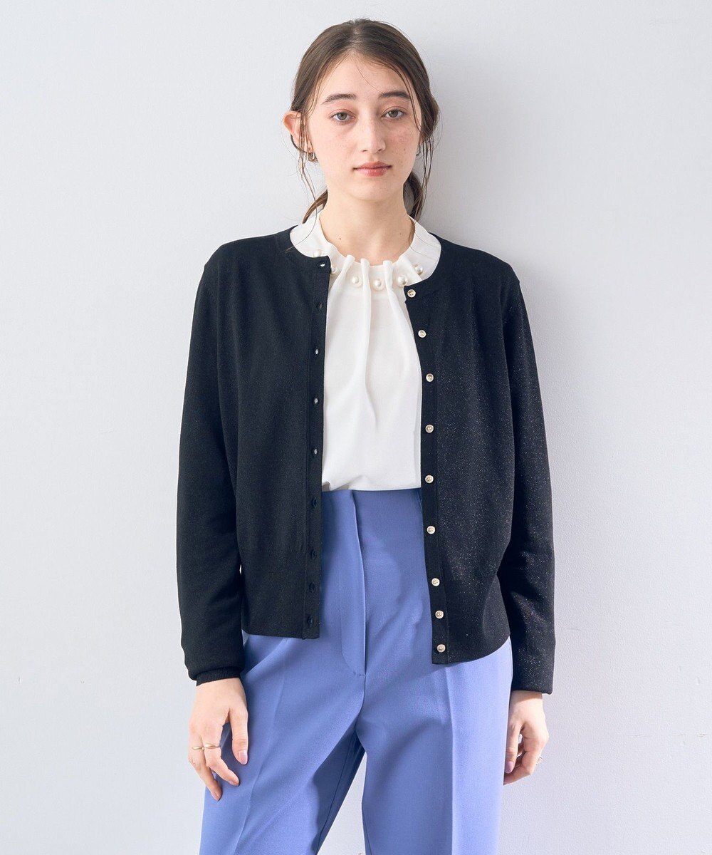 YECCA VECCA ラメ混クルーネックカーディガン 