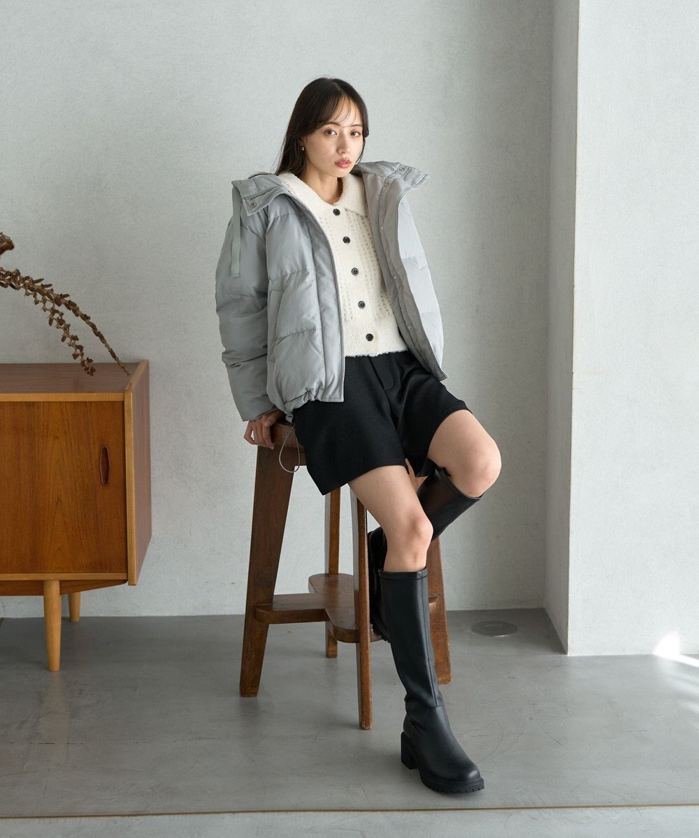 earth music&ecology フーディーパファーブルゾン 